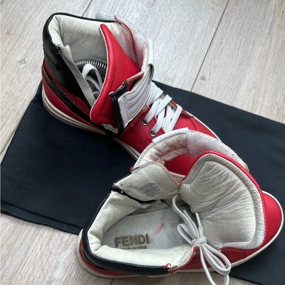 Fendi High-Top Calfskin Sneakers